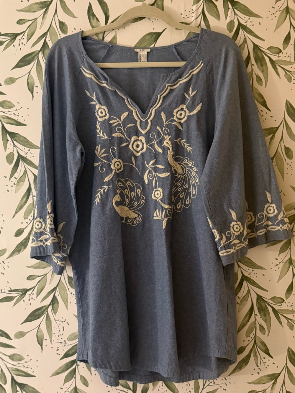 Embroidered Chambray Tunic / Mini Dress